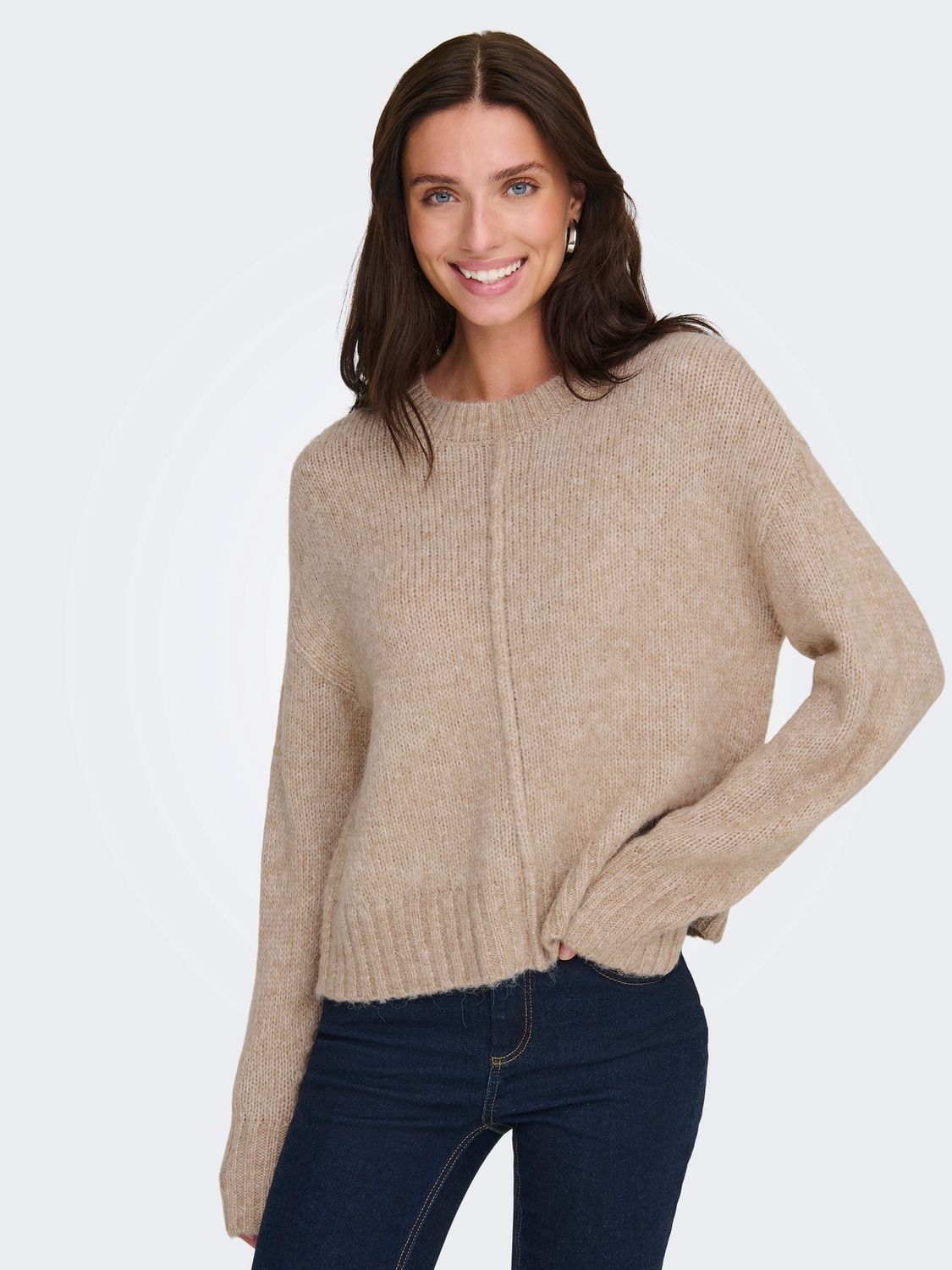 JDY Pull tricot manches longues greige 15355662