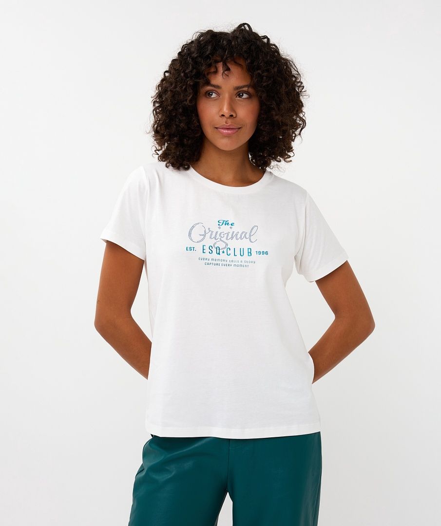 Esqualo T-shirt manches courtes offwhite écritures Sarcelle W2505713