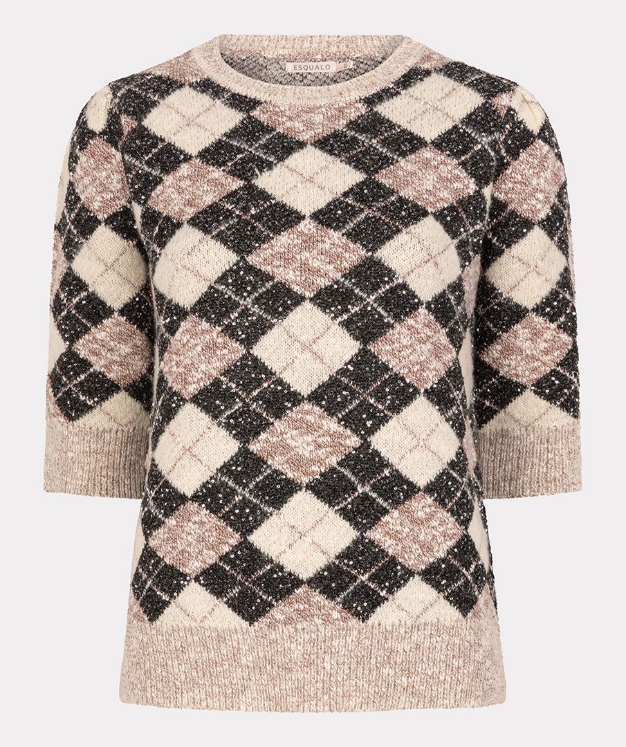 Esqualo Chandail tricot motifs losanges noir/crème W2507717