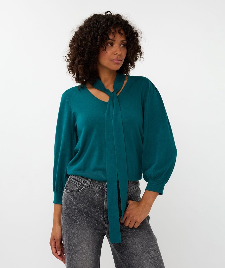 Esqualo Chandail manches bouffantes sarcelle avec foulard W2507710