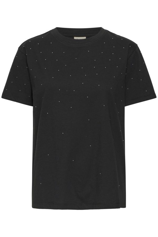 Fransa T-Shirt manches courtes col rond noir brillants argents 20617242