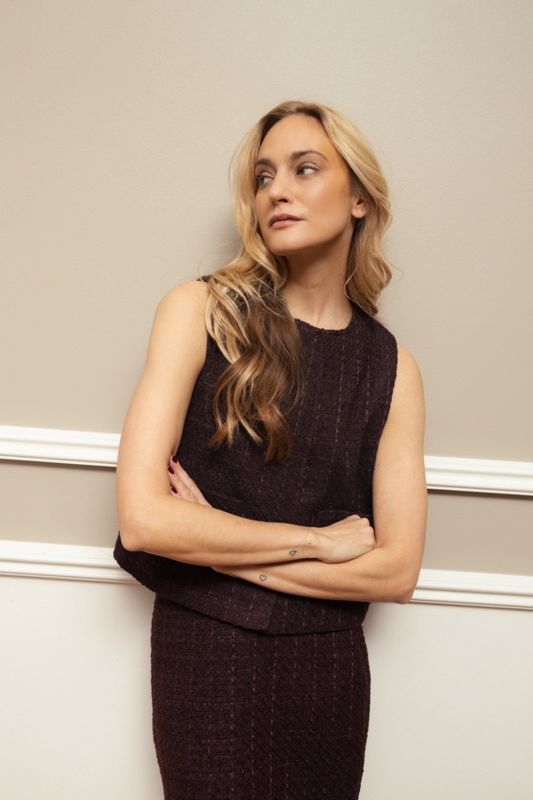 Fransa Gilet sans manche tweed brun chocolat 20617255