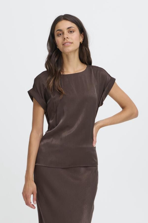 Fransa T-Shirt satiné brun chocolat 20617276