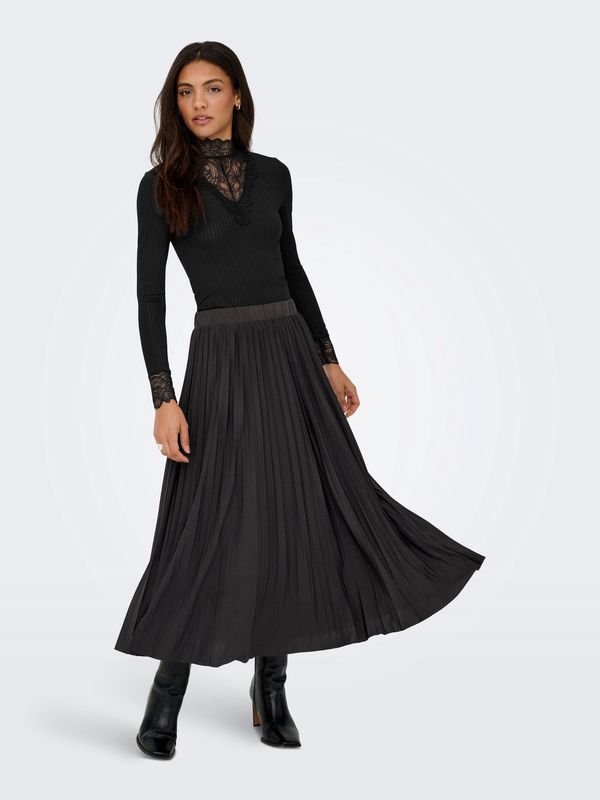 JDY Jupe midi plissée taille élastique brun chocolat 15375419