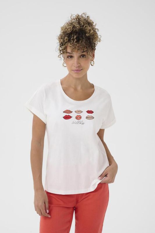 Cream T-Shirt manches courtes col rond offwhite imprimé Red Lips 10614661