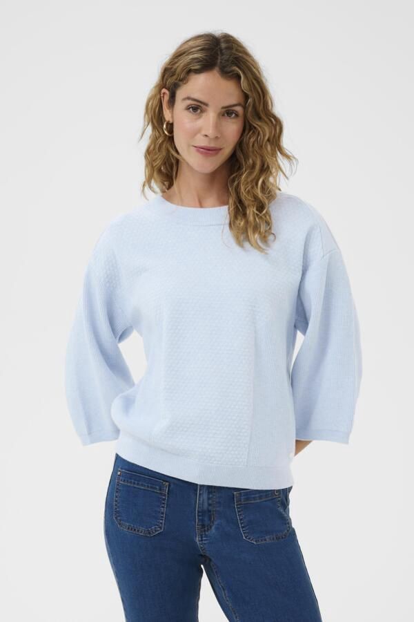 Cream Pull tricot manches 7/8 col rond Cashmere Blue 10614545