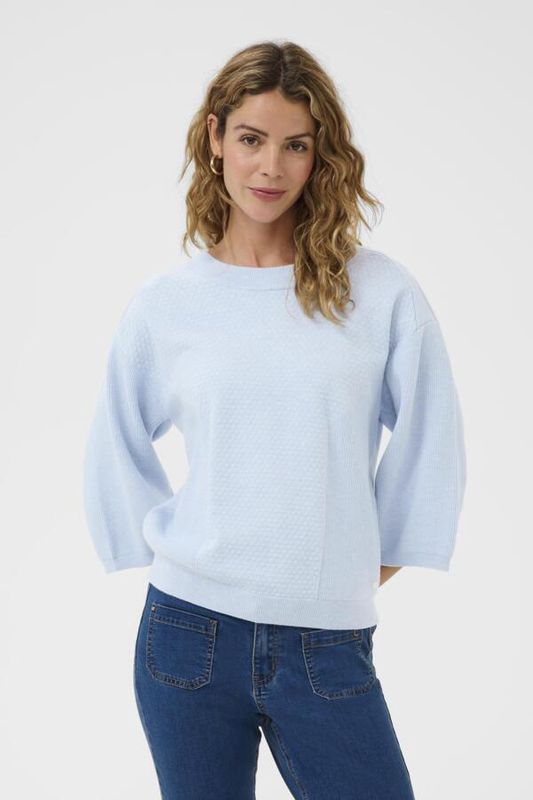 Cream Pull tricot manches 7/8 col rond Cashmere Blue 10614545