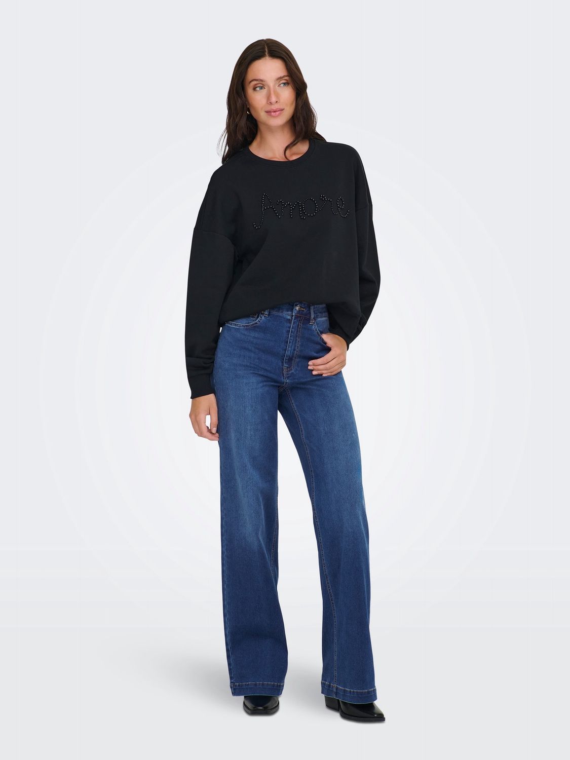 Only Jeans Madison Jambes larges Taille Haute bleu foncé 15358210