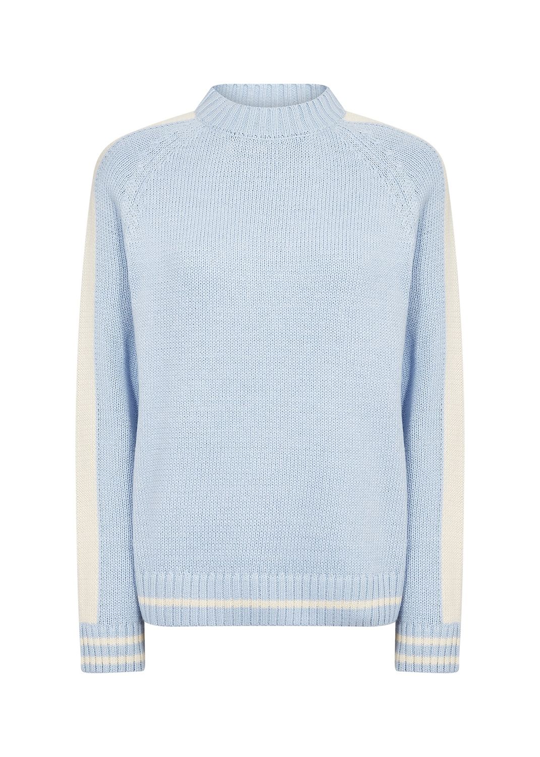 Soya Concept Pull tricot manches longues bleu poudre ligne offwhite manches 33766