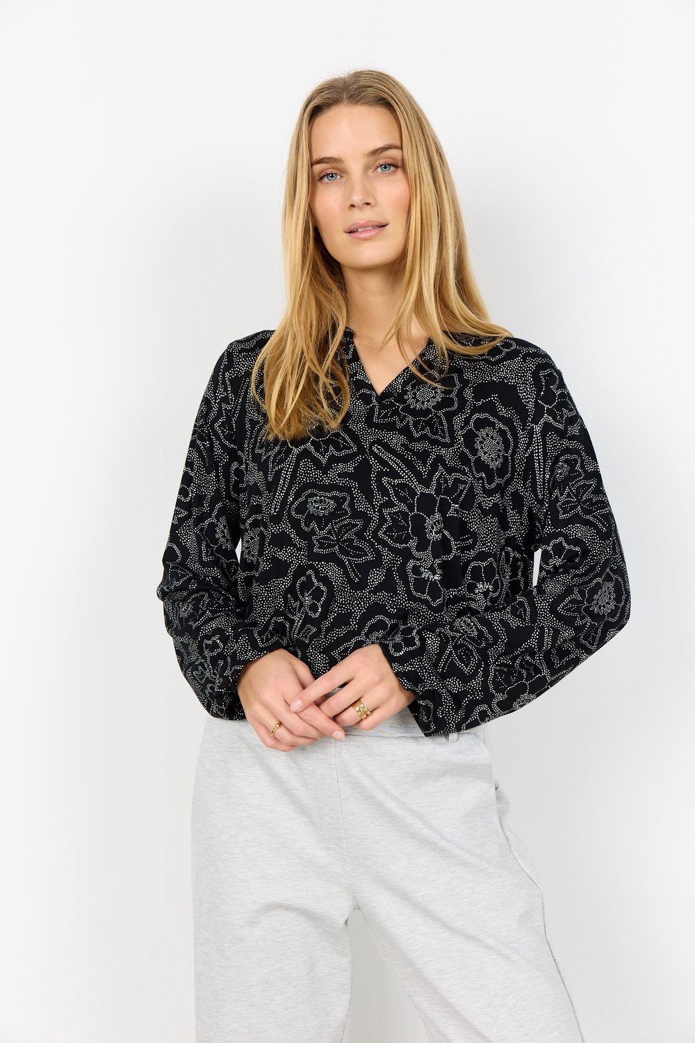 Soya Concept Chandail manches longues motifs combi noir 27417