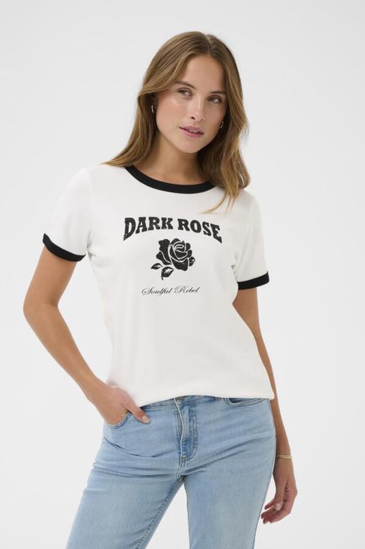 Kaffe T-Shirt offwhite image fleur noire 10511186