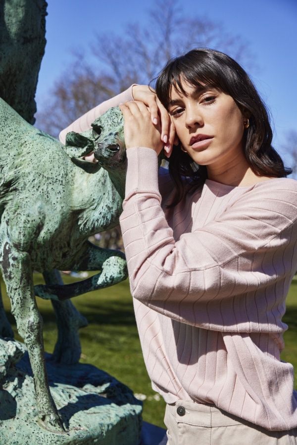 Fransa Pull manches longues col rond Rose Smoke 20617456