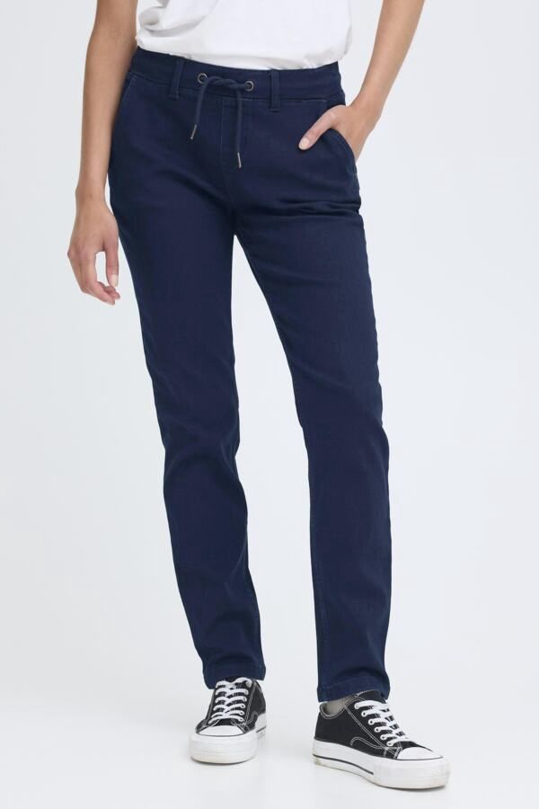 Fransa Jeans Jogger taille élastique arrière avec cordon Dark Blue denim 20616105