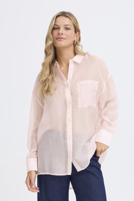 Fransa Chemisier transparent manches longues Rose Smoke 20617509