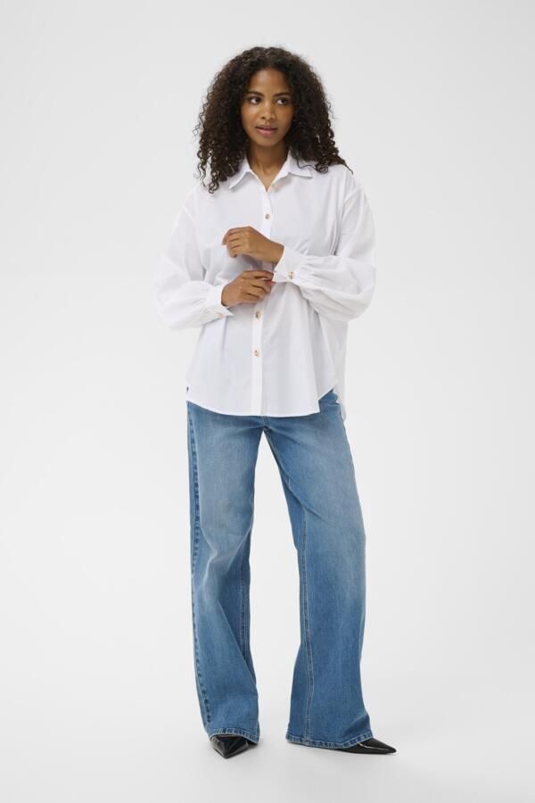 Kaffe Chemisier blanc manches longues boutons argents 10511147