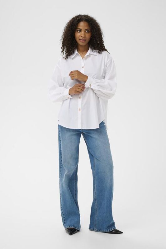 Kaffe Chemisier blanc manches longues boutons argents 10511147