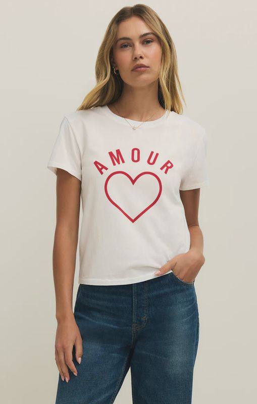 ZSupply T-Shirt Amour offwhite coeur rouge coupe droite GT261445