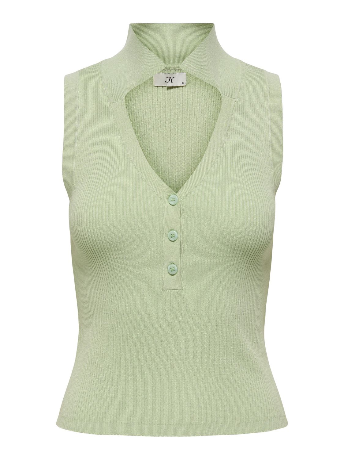 JDY Haut tricot léger sans manche avec col vert menthe 15351433