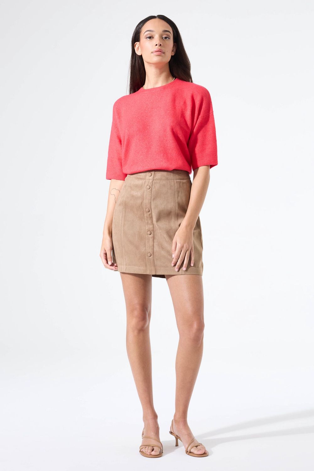 Garcia Jupe courte suède taupe N260321