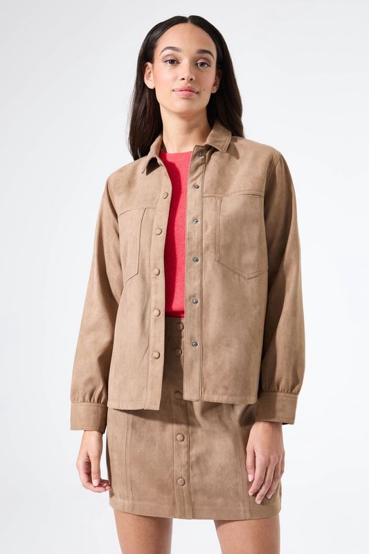 Garcia Veste suède taupe manches longues  N260292