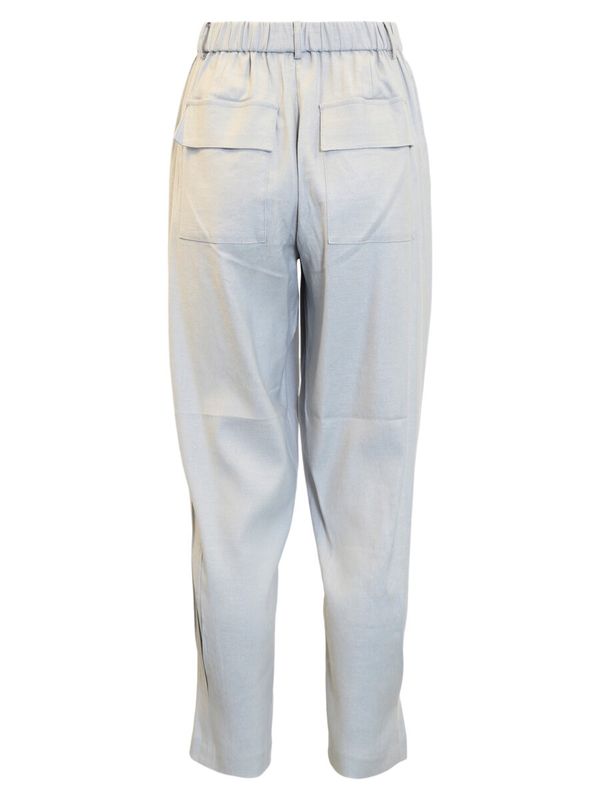 Be Copenhagen Pantalon Linen Mix gris taille haute 219812