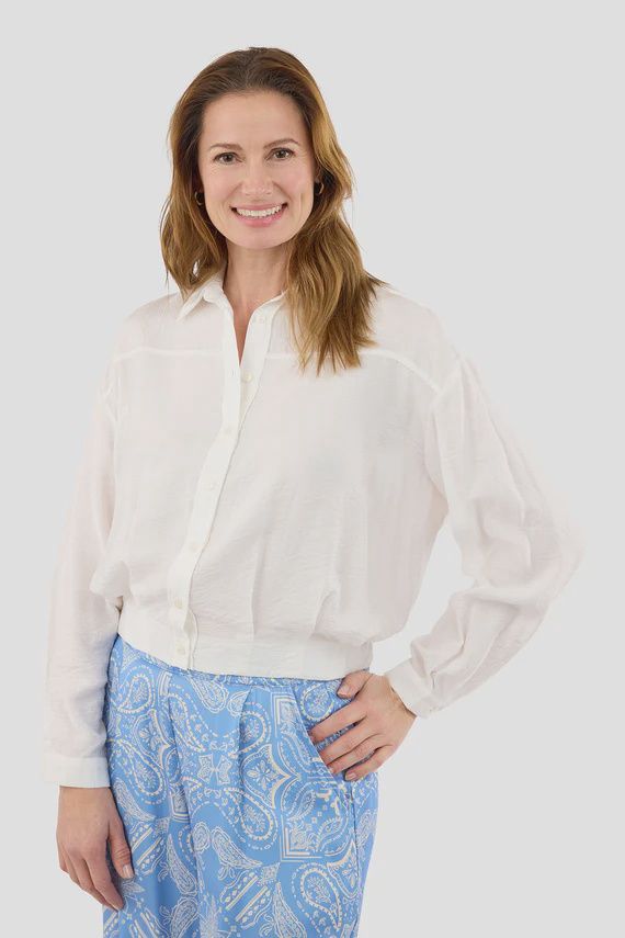 Be Copenhagen Chemisier manches longues élastique au bas offwhite 219807