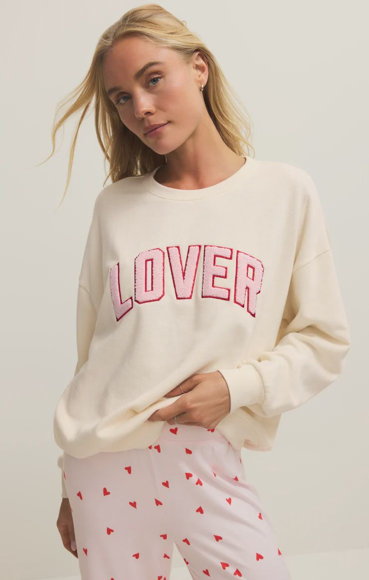ZSupply Chandail crewneck offwhite écritures LOVER ZLT261189