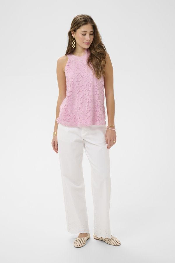 Cream Haut sans manche dentelle avec détail fleur épaule Pink Nectar 10614814