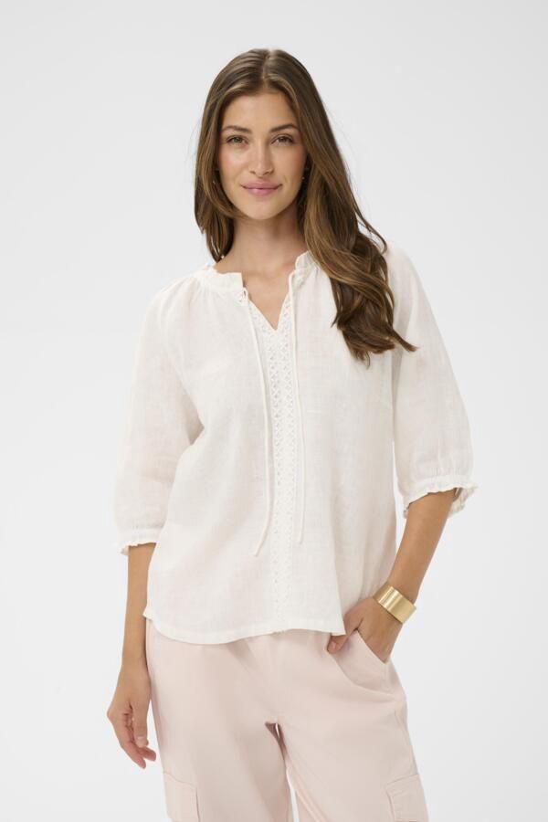 Cream Blouse lin offwhite manches 3/4 10615408