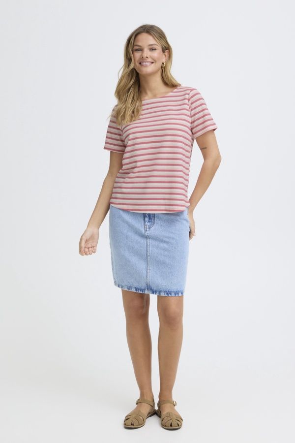 Fransa T-Shirt manches courtes col rond rayures Lotus 20615550