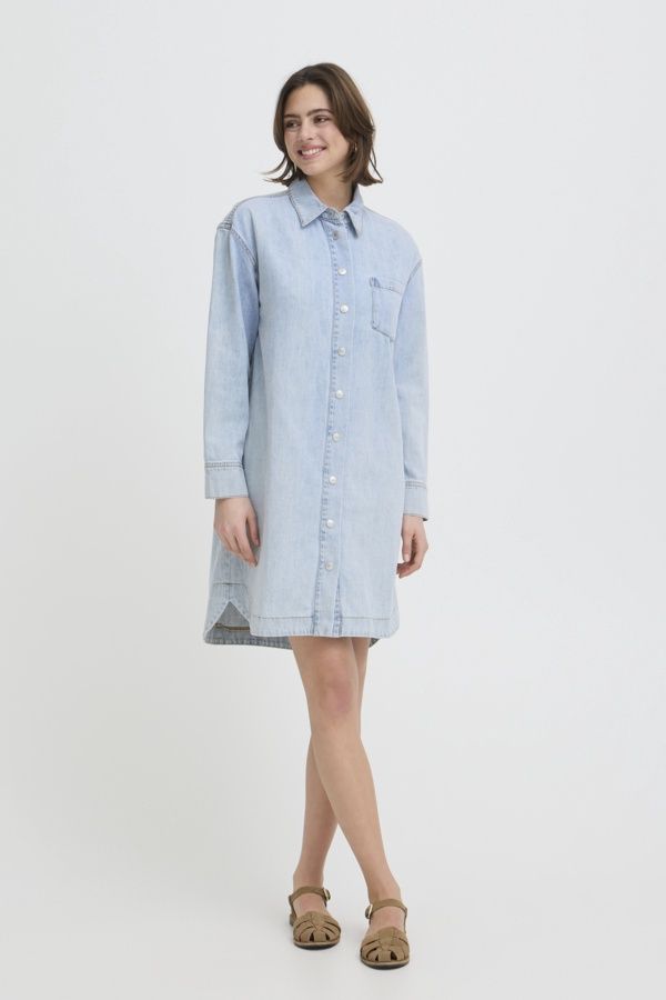 Fransa Robe manches longues denim light blue 20617662