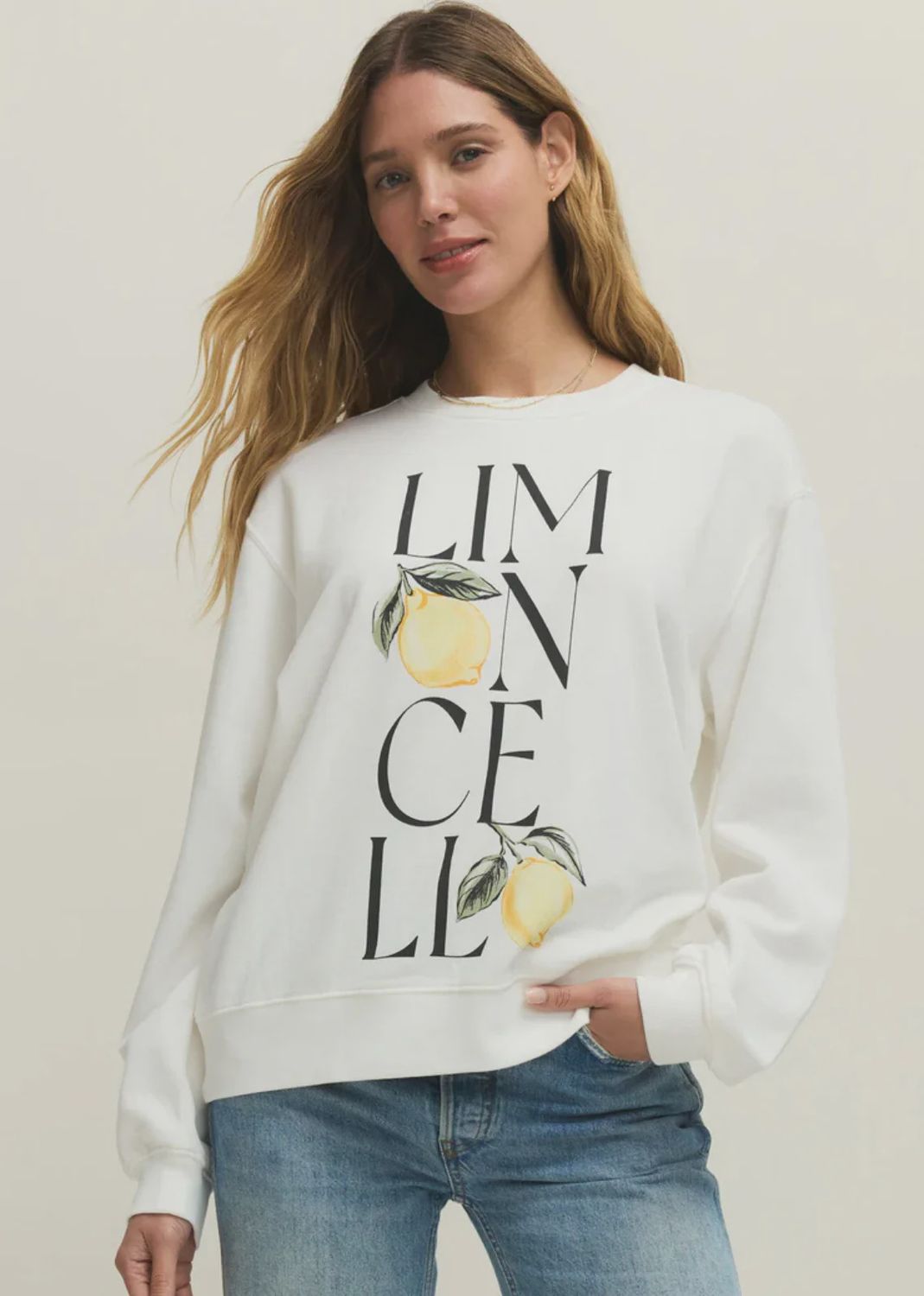 ZSupply Chandail Crewneck coupe boyfriend Limon Sea Salt GT261459