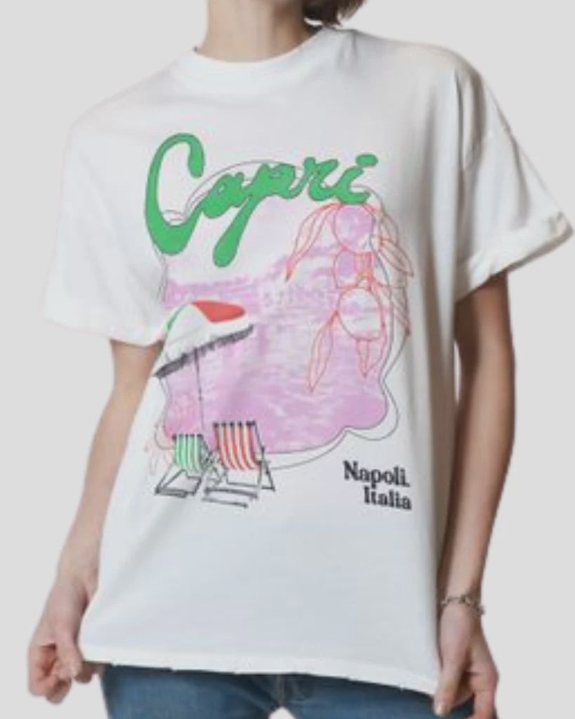 Girl Dangerous T-Shirt coupe boyfriend vintage white Capri SP262-104