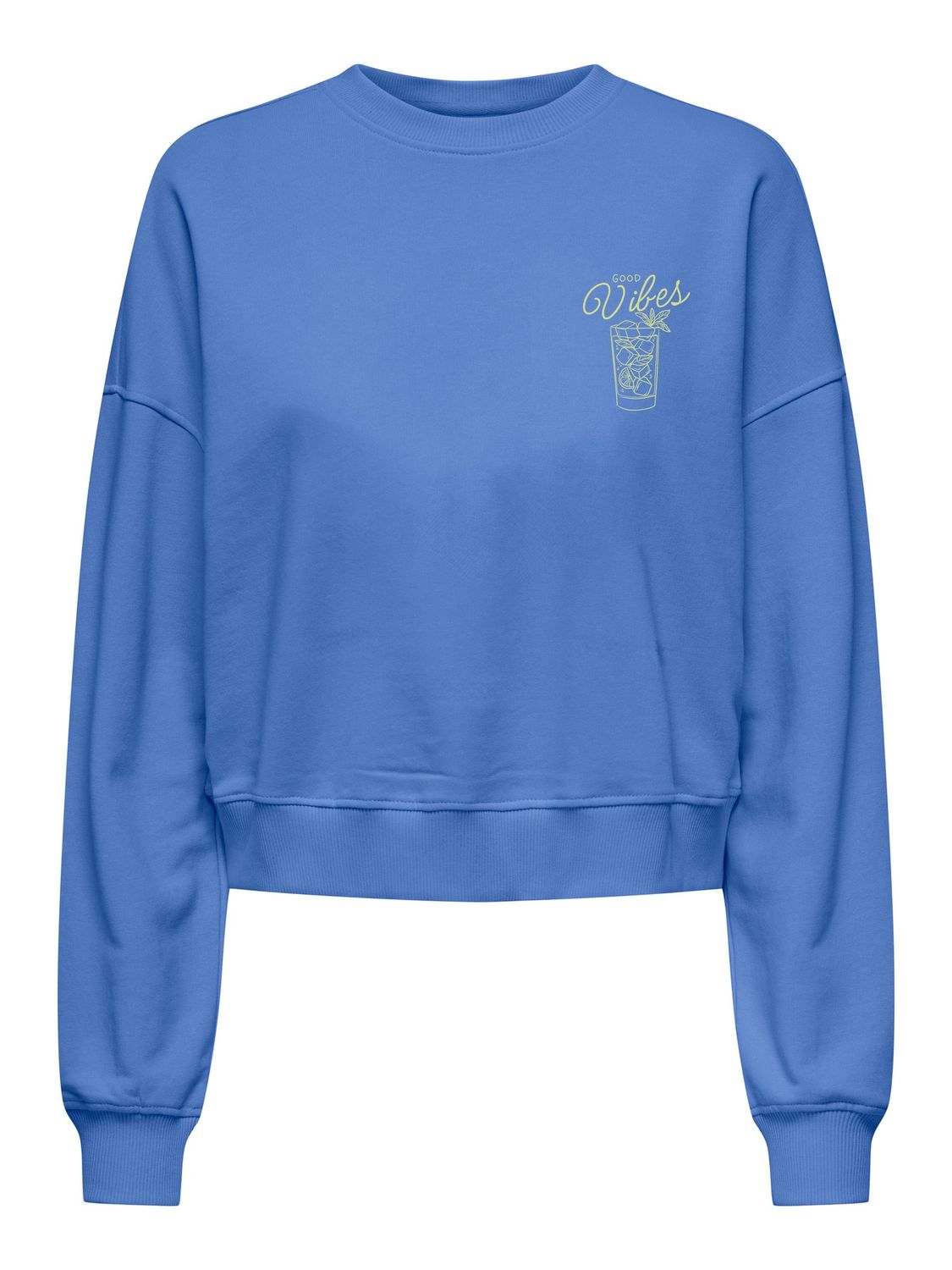 Only Chandail manches longues ultramarine Good vibes lime 15372446