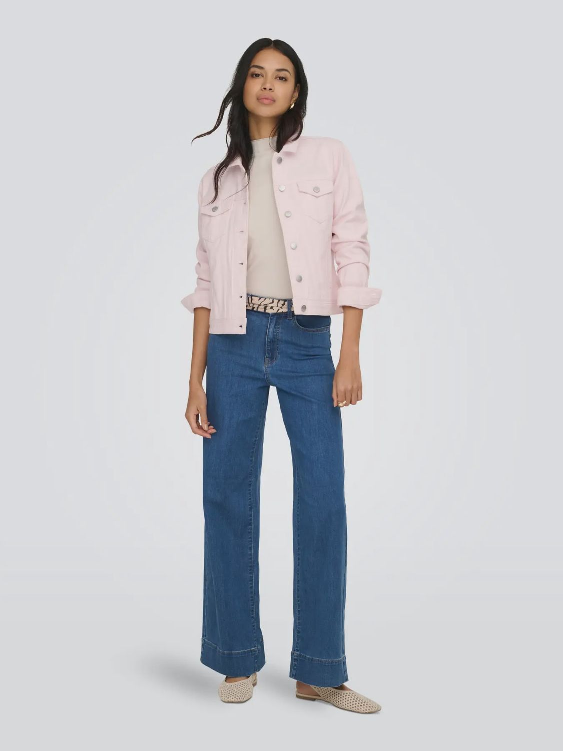 Only Veste de jeans courte rose pâle 15318398