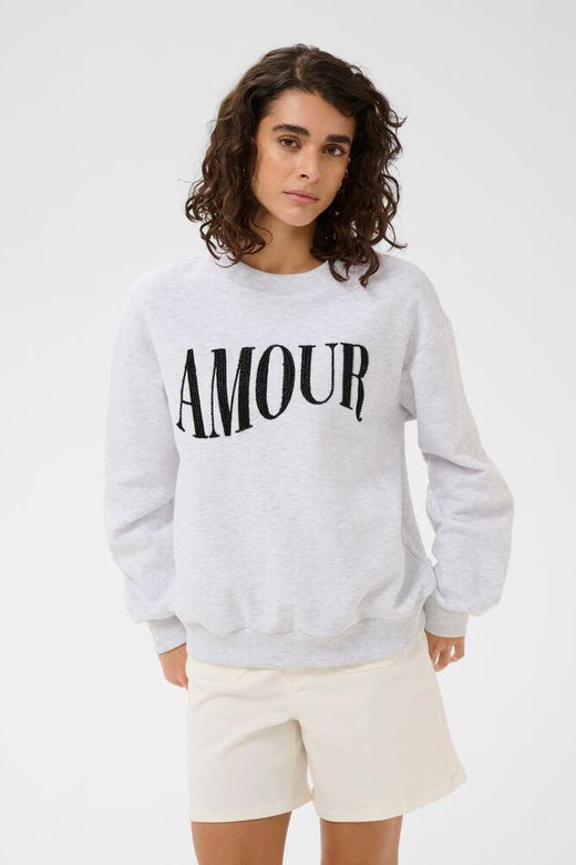 Kaffe Chandail light grey melange écriture amour en brillance 10511456