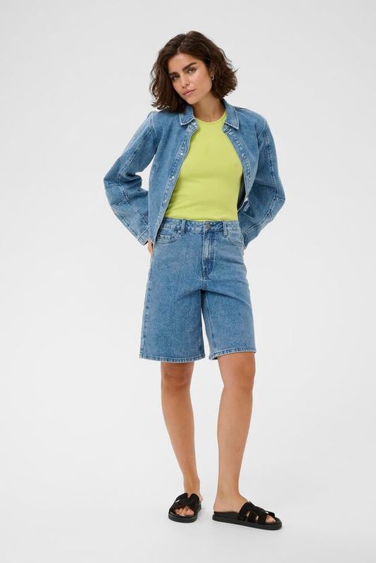 Kaffe Short denim bleu moyen longueur au dessus du genou 10511421