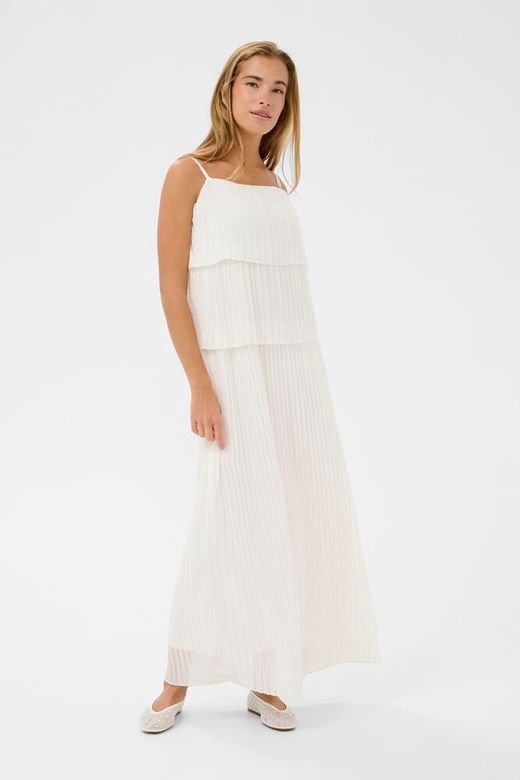Kaffe Robe plissée longueur maxi offwhite étages superposés à effet volanté 10511492