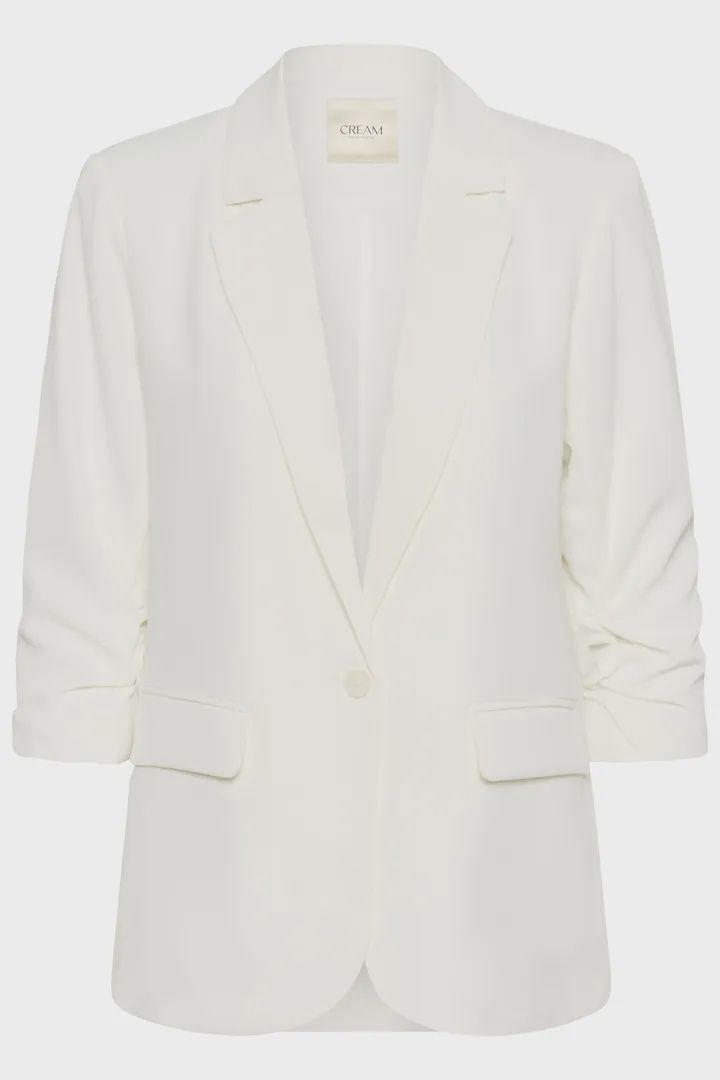 Cream Veston snow white manches 3/4 avec fronce un bouton 10613975