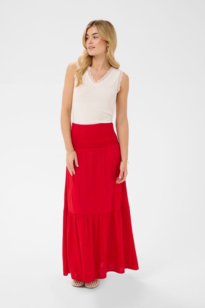 Cream Jupe maxi rouge bande de taille élastique coupe ample 10612774