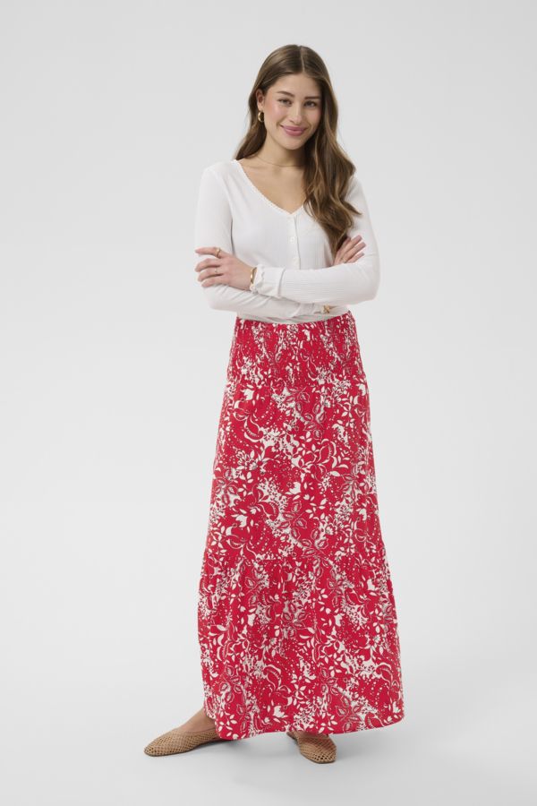 Cream Jupe maxi rouge bande de taille élastique coupe ample 10612774