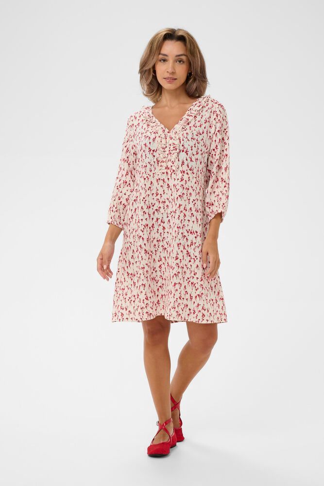 Cream Robe fleur rose au dessus du genou manches 7/8 10614764