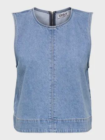 Only Haut en denim sans manches fermeture éclair au dos 15344091