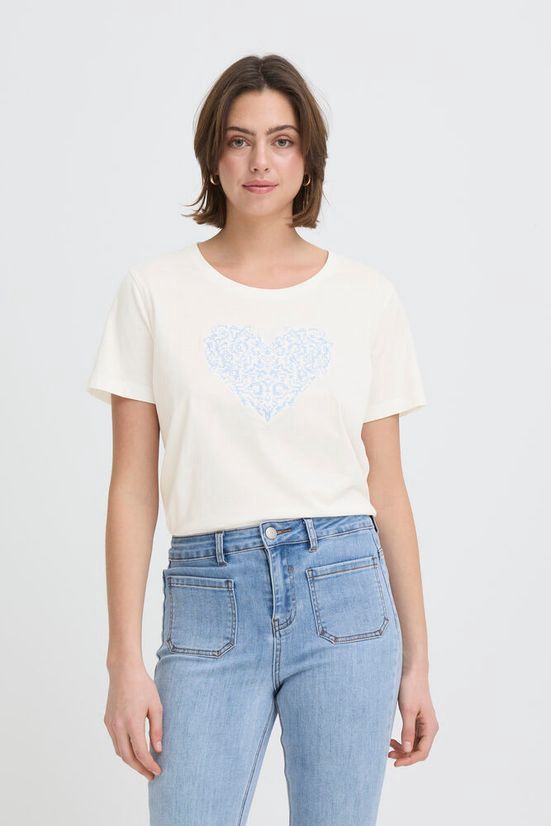 Fransa T-shirt offwhite avec un coeur bleu 20617603
