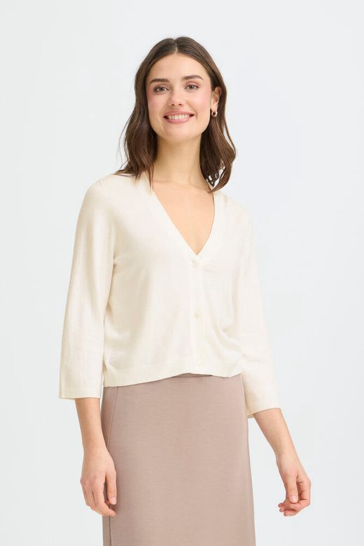 Fransa Cardigan offwhite manches 3/4 col V 20617866