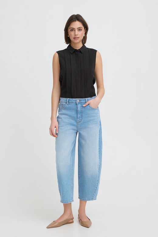 Fransa Jeans barrel bleu moyen 7/8 taille semi haute 20617543