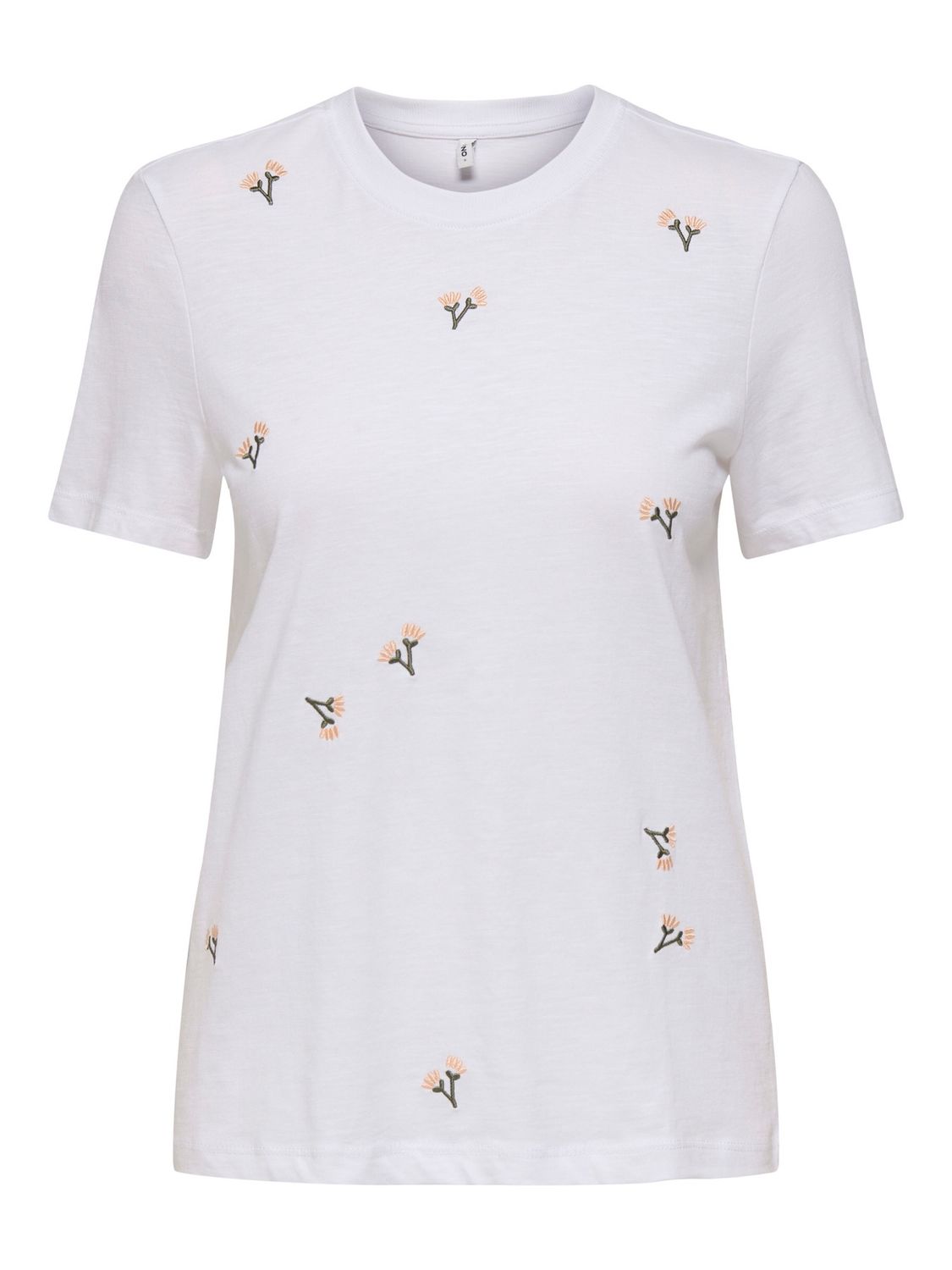 Only T-Shirt manches courtes col rond offwhite avec fleurs 15371671