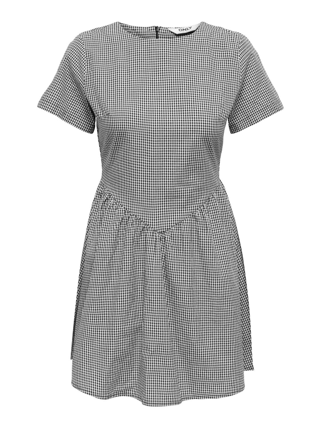 Only Robe mini avec manches motif carreaux noir et blanc 15371686