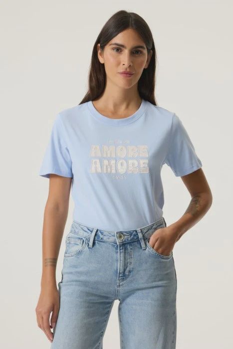 Garcia T-Shirt bleu pâle AMORE O260005