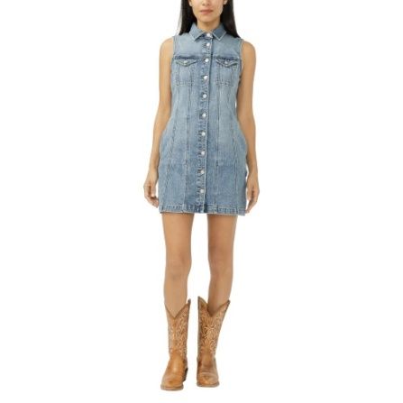 Silver Robe de jeans mini Sirena bleu moyen sans manches L30601ADM284